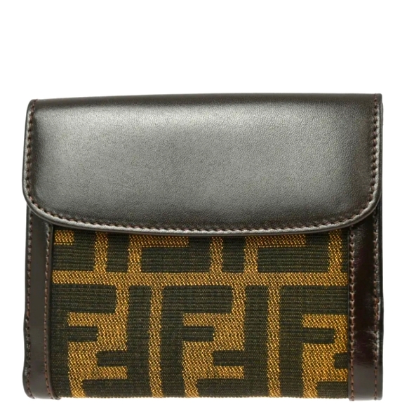 Fendi Zucca Compact Wallet Tobacco Unisex - Picture 1 of 16